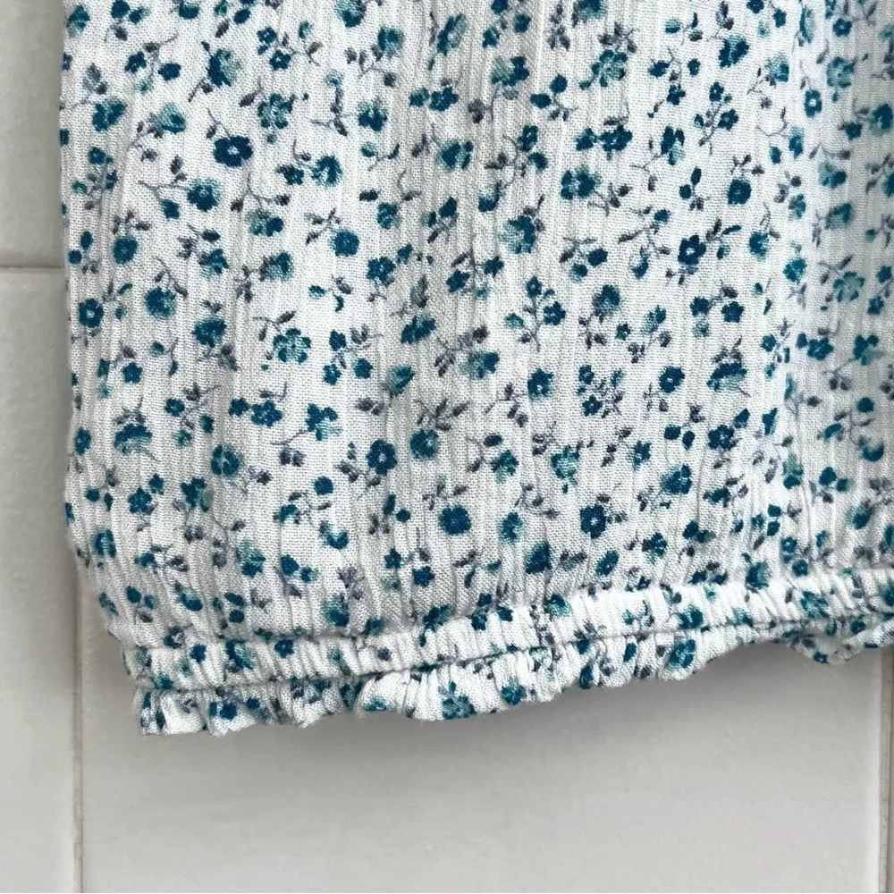 Abercrombie Kids White & Blue Floral Sleeveless Cotton Summer Top Size 5/6